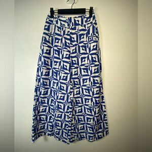 Free People Geometric Blue and White Wide Leg Pants! gaúchos
